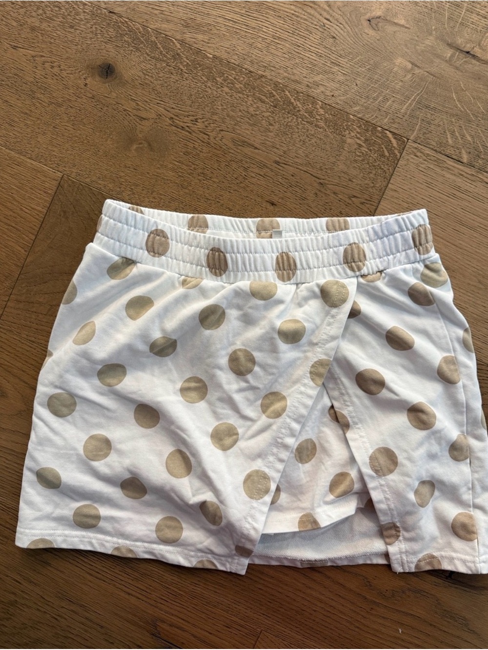 Women’s White Skort with Gold Polka Dots